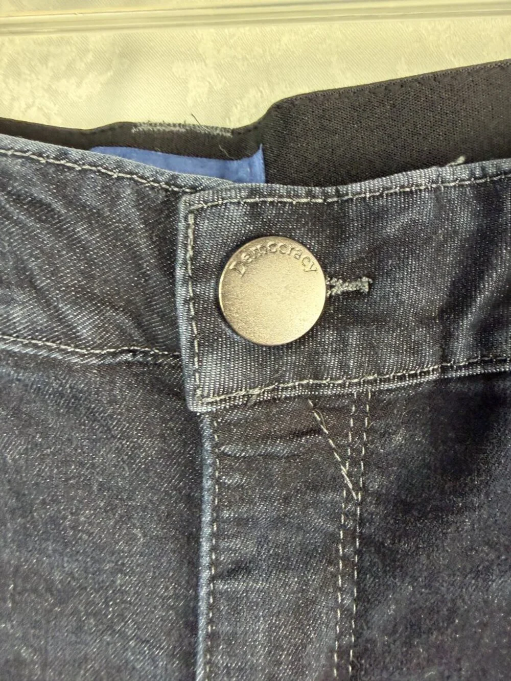 Democracy Absolution Women's Size 14 Black Denim Bermuda Shorts Stretch Mid Rise